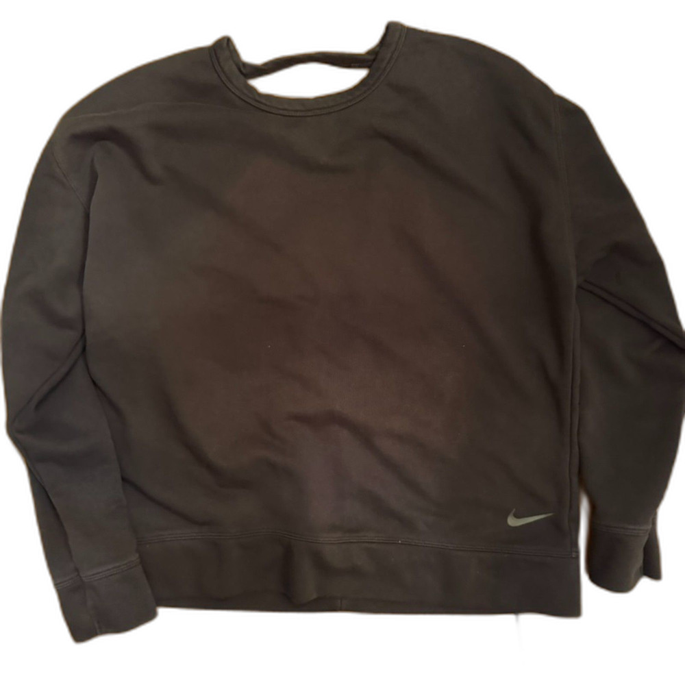 Nike Dri-FIT Open Back Sweatshirt Black Medium Oversized Cropped Athleisure Yoga